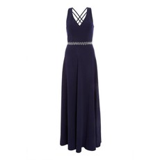 Quiz Ladies Embellished Cross Back Maxi Dress - Navy