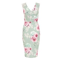 Quiz Ladies Floral Print Midi Dress - Sage