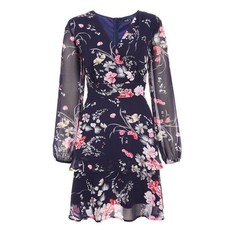 Quiz Ladies Floral Print Skater Dress - Navy