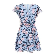 Quiz Ladies Floral Wrap Dress - Blue