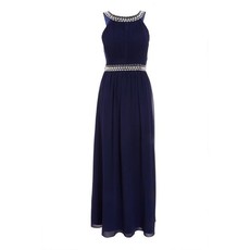 Quiz Ladies High Neck Maxi Dress - Navy