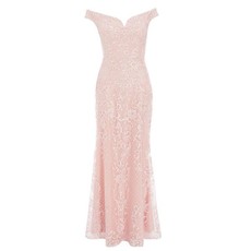 Quiz Ladies Lace Bardot Maxi Dress - Nude