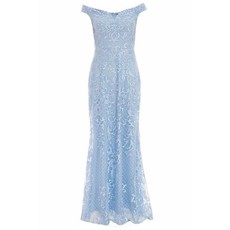 Quiz Ladies Lace Bardot Maxi Dress - Pale Blue