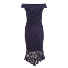 Quiz Ladies Lace Bardot Midi Dress - Navy