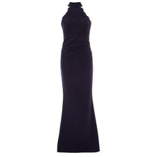 Quiz Ladies Lace Fishtail Maxi Dress - Navy