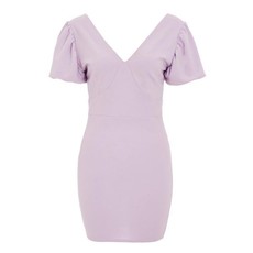 Quiz Ladies Lilac Puff Sleeve Bodycon Dress