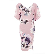 Quiz Ladies Mauve Floral Print Midi Dress - Mauve