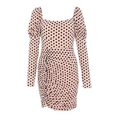 Quiz Ladies Mesh Puff Sleeve Dress - Pale Pink