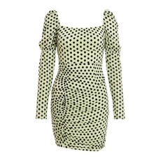 Quiz Ladies Mesh Puff Sleeve Dress - Sage