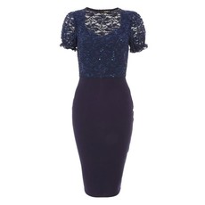 Quiz Ladies Navy Lace Sweetheart Midi Dress