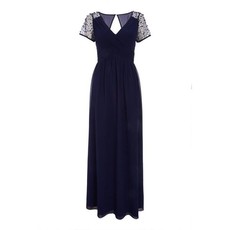 Quiz Ladies Navy Wrap Embellished Maxi Dress