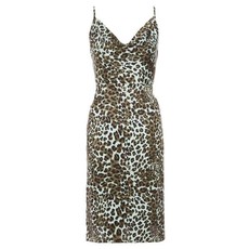 Quiz Ladies Petite Animal Print Slip Dress - Khaki