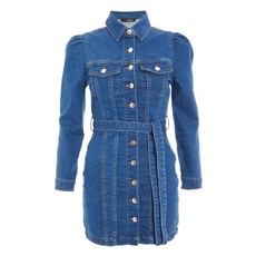 Quiz Ladies Petite Blue Denim Button Dress