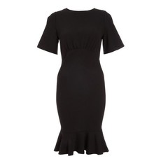 Quiz Ladies Petite Frill Hem Midi Dress - Black