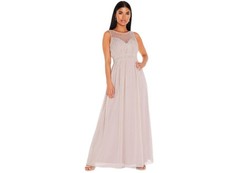 Quiz Ladies Petite Mocha Embellished Maxi Dress