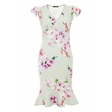 Quiz Ladies Petite Sage Floral Midi Dress