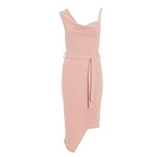 Quiz Ladies Pink Cowl Neck Asymmetric Dress