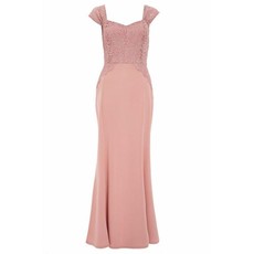 Quiz Ladies Pink Glitter Lace Maxi Dress