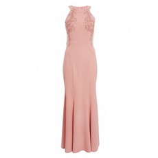 Quiz Ladies Pink Halterneck Backless Maxi Dress - Pink