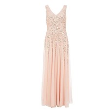 Quiz Ladies Pink Sequin V Neck Maxi Dress