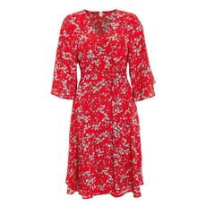 Quiz Ladies Red Floral Batwing Wrap Dress