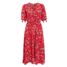 Quiz Ladies Red Floral Wrap Front Midaxi Dress