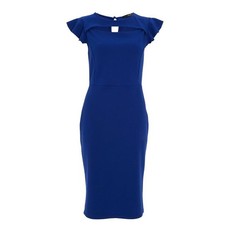 Quiz Ladies Royal Blue Frill Sleeve Midi Dress