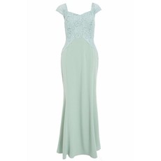 Quiz Ladies Sage Glitter Lace Maxi Dress