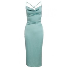 Quiz Ladies Sage Green Cowl Neck Bodycon Midi Dress - Sage