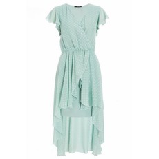 Quiz Ladies Sage Polka Dot Dip Hem Dress