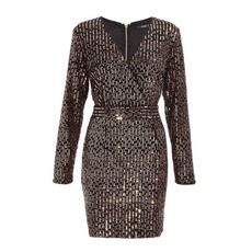 Quiz Ladies Sam Faiers Gold Velvet Sequin Dress - Black