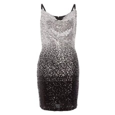 Quiz Ladies Sam Faiers Ombre Sequin Cowl Neck Dress - Silver