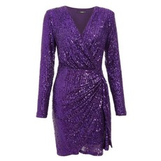 Quiz Ladies Sam Faiers Sequin Wrap Ruched Side Dress - Purple