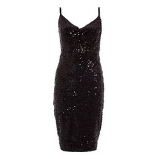 Quiz Ladies Sequin Cowl Neck Midi Dress - Black