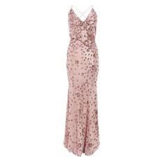 Quiz Ladies Sequin Cross Back Maxi Dress - Blush Pink