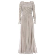 Quiz Ladies Sequin Embellished Maxi Dress - Grey