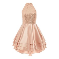 Quiz Ladies Sequin Halter Neck Dress - Champagne