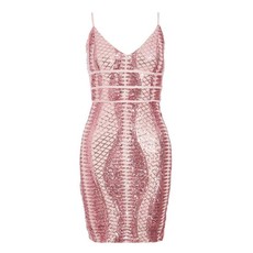 Quiz Ladies Sequin Strappy Bodycon Dress - Pink