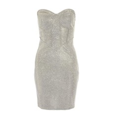 Quiz Ladies Shimmer Corset Mini Bodycon Dress - Silver