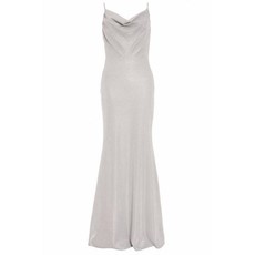 Quiz Ladies Silver Glitter Cowl Neck Maxi Dress