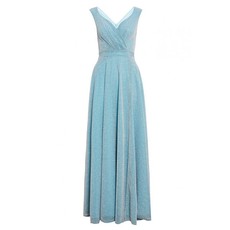 Quiz Ladies Sky Blue Glitter Wrap Sleeveless Maxi Dress