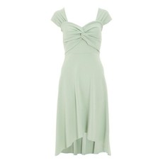 Quiz Ladies Sweetheart Dip Hem Dress - Sage