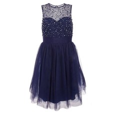 Quiz Ladies Sweetheart Embellished Dress - Navy