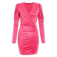 Quiz Ladies Wrap Long Sleeve Dress - Pink