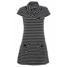 Quiz Women Black & Cream Cap Sleeve Knit Tunic Dress - Black