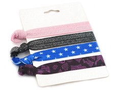 Set of Four Elastic Hair Ties - Blue stars (Size: 3 Months - 7 Years)