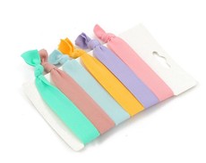 Set of Six Elastic Hair Ties - Pastels (Size: 3 Months - 7 Years)