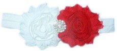 Baby Headbands Girl's Headband - Red & White Crystal Diamante