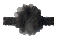 Chiffon Headband Thin Lace - Black