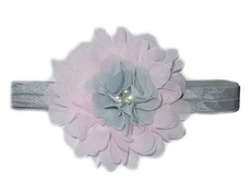 Chiffon Pink/Grey Diamante Headband